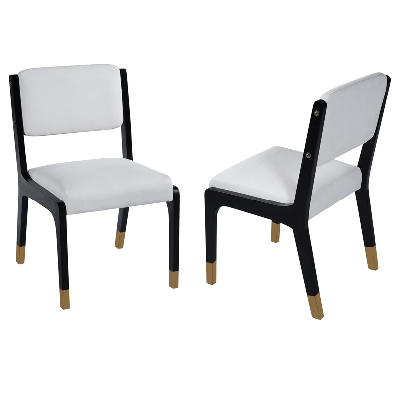 Chaises de salle à manger Zander Modern Farmhouse avec pieds en bois d'hévéa et siège rembourré