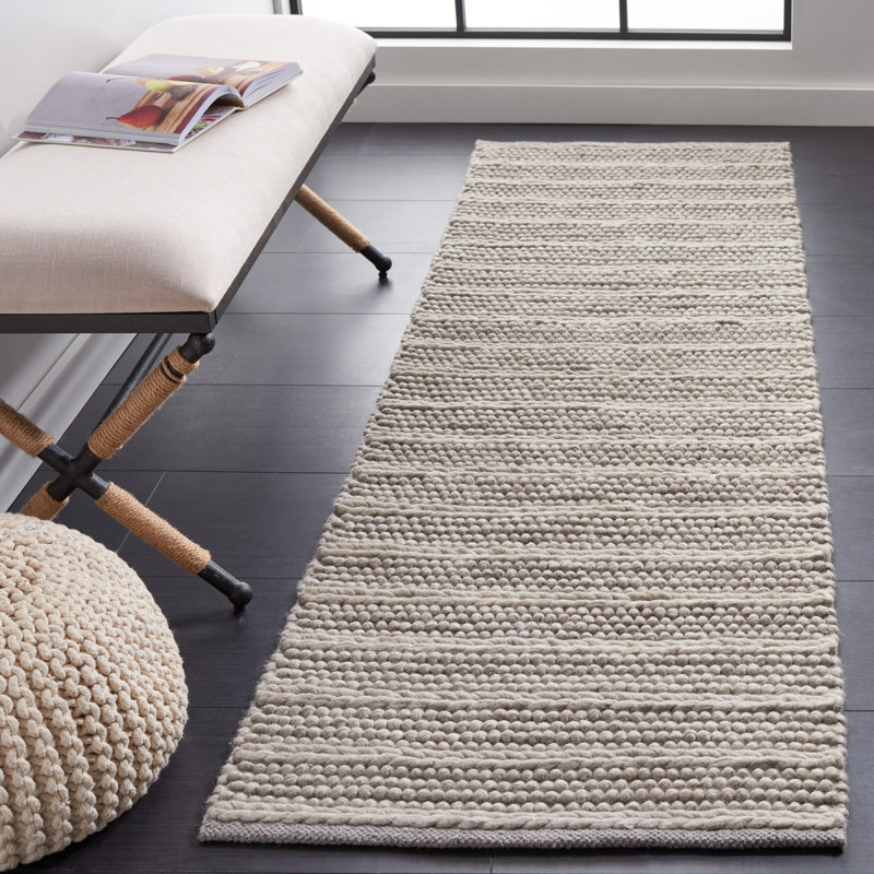Charvik Striped Machine Made Area Rug in Gray, Runner 2'3" x 8'