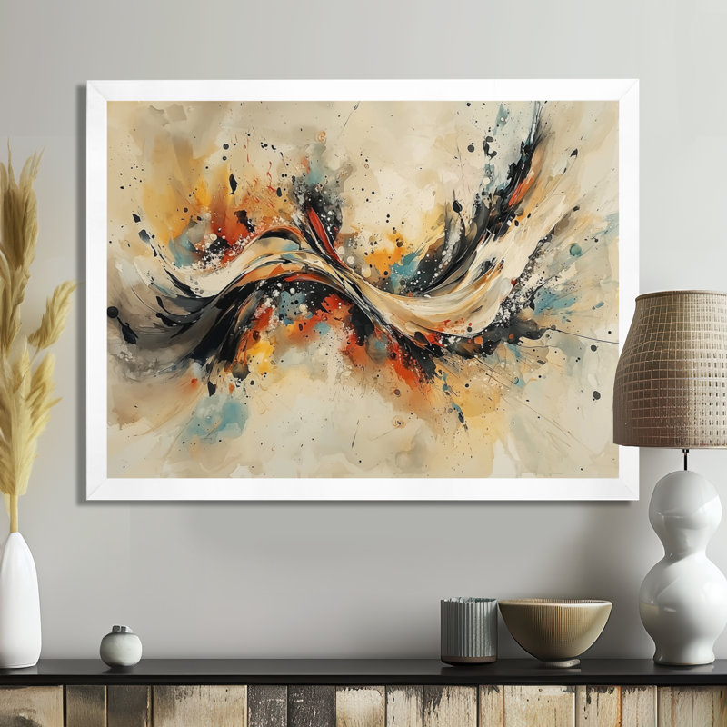 Nykhia - Abstract Wall Art, Cadre simple, H 12 po x l 20 po, Blanc