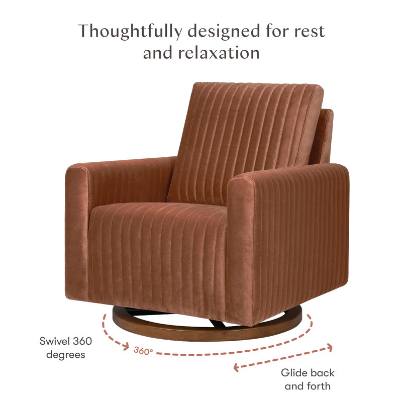 Poe Channeled Swivel Glider, Rust Velvet