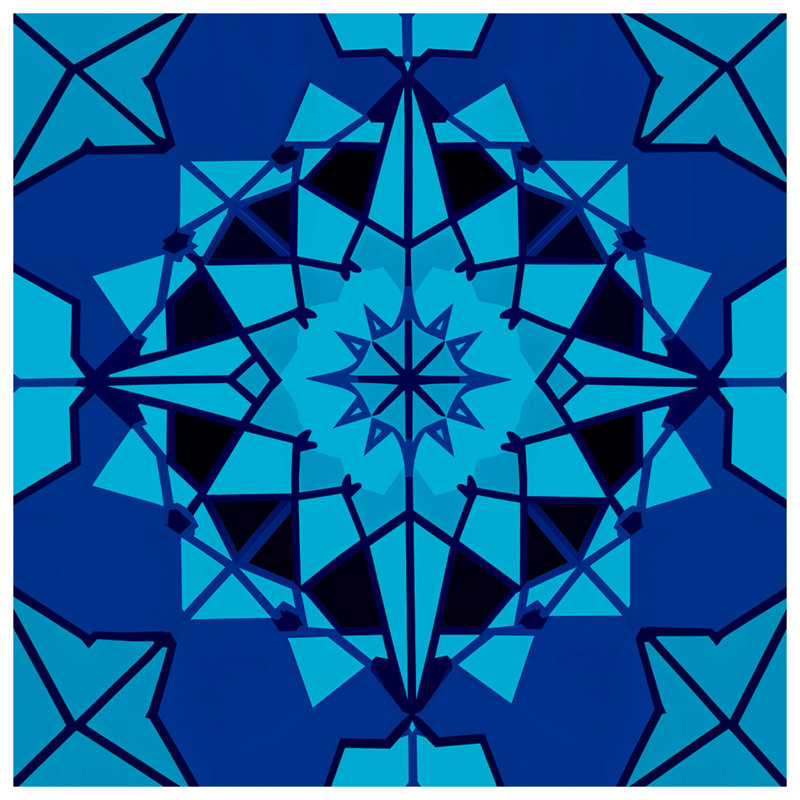 Housses de couette bleues Kaléidoscope géométrique, Grand lit
