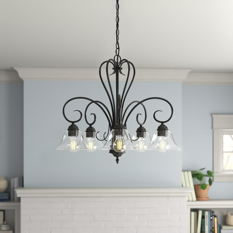 Karcher 5 - Light Steel Dimmable Empire Chandelier, Matte Black