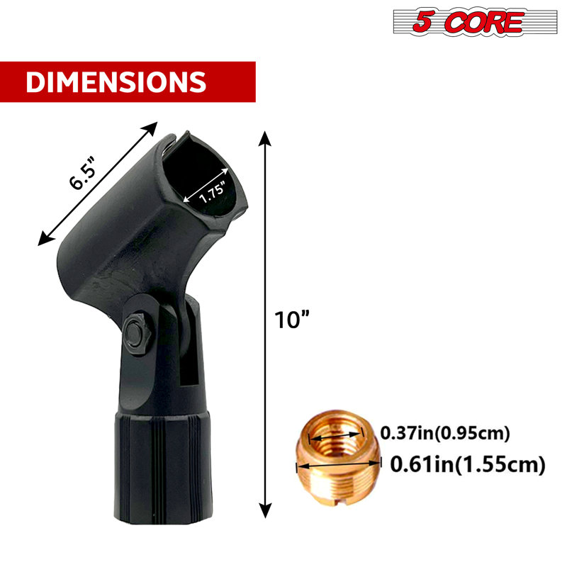 Support à 5 pinces pour micro 5 pièces avec adaptateurs à vis 5/8 à 3/8 po