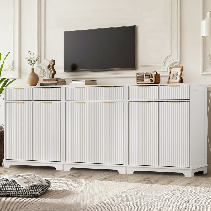 Ensemble de 3 buffets de rangement, armoires à usages multiples avec tiroirs et tablettes réglables, Blanc, 3