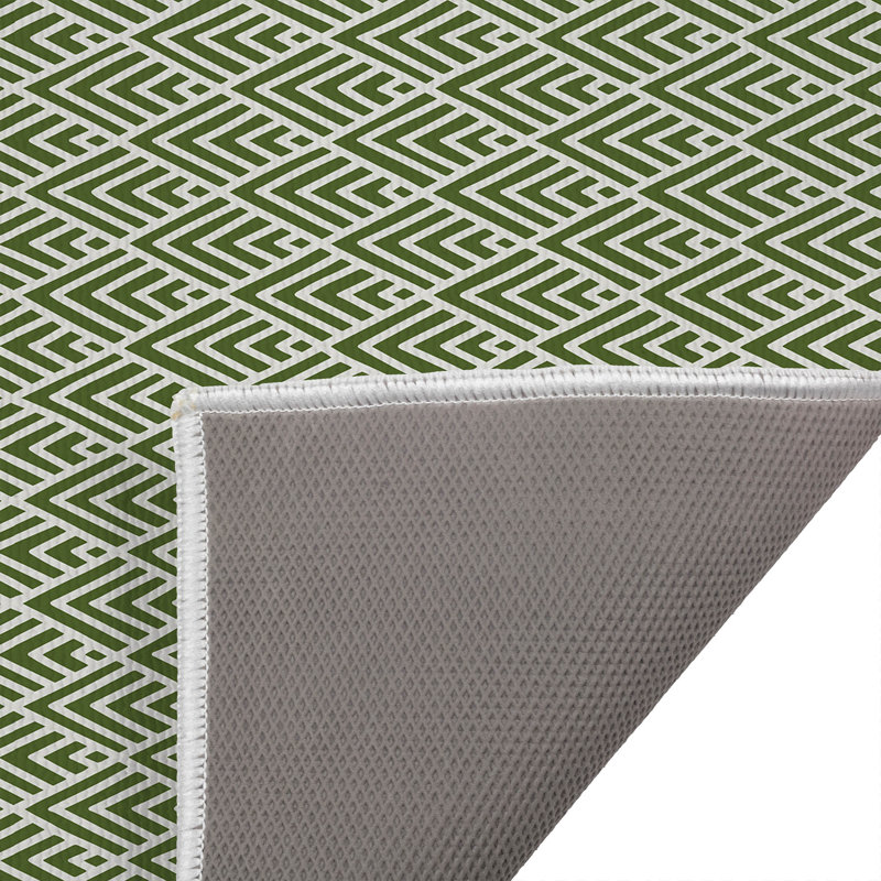 Tapis de toilette rectangulaire antidérapant à chevrons, L 24 po x L 17 po, Vert olive