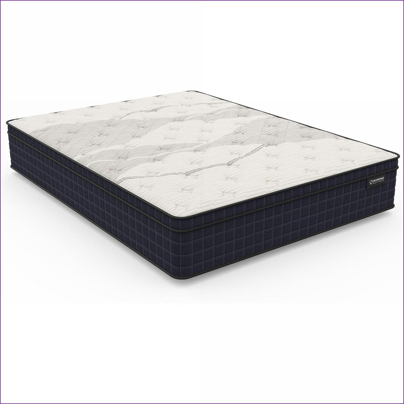 Mattresses | Queen Firm 12.5” Euro-Top Hybrid Mattress with Cooling Copper Foam &amp; Motion Isolation | Greenguard Gold, Made in USA | White | Foam+Spring