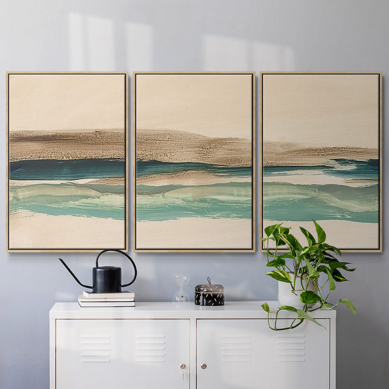 Layered Horizon I - Multi Piece Framed Canvas-2883203C, Natural Framed, 36" H x 75" W x 2" D