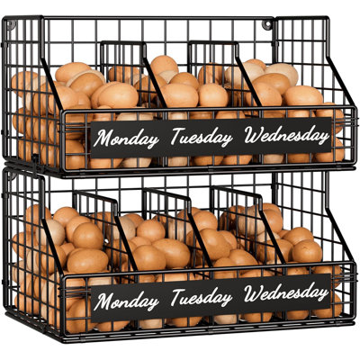 2 Tier Stackable Chicken Egg Baskets for Gathering Fresh Eggs, Egg Organizer for Countertop