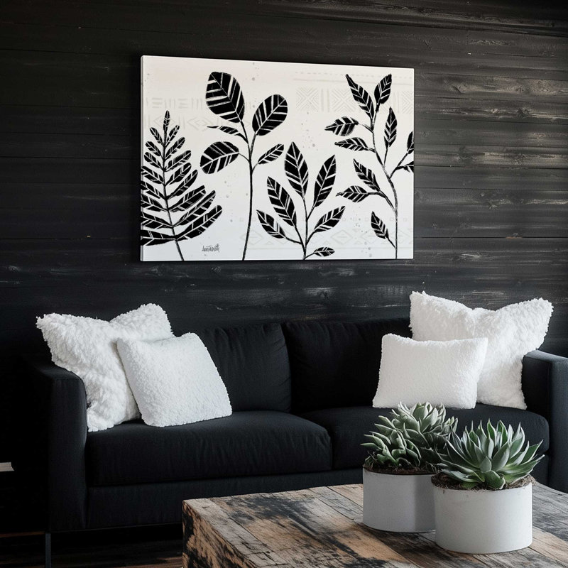 Toile tendue Botanicals noir et blanc, H 32 po x l 48 po