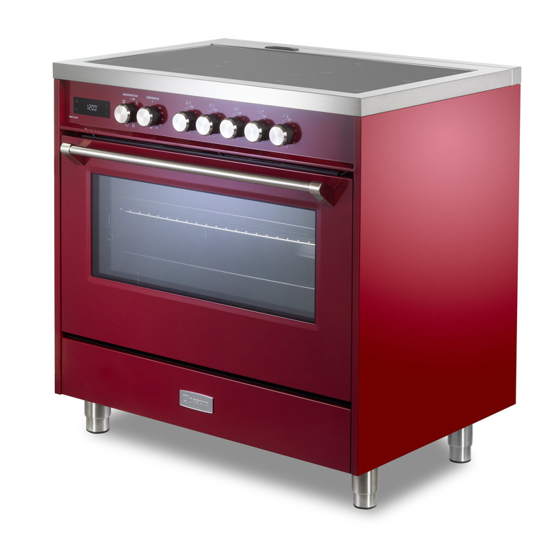 Verona Ultima 36" 5 Burner Single Induction Range Stainless, Burgundy