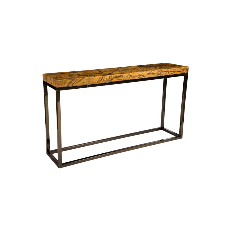Marble Acid Wash Console Table, Black Nickel Base