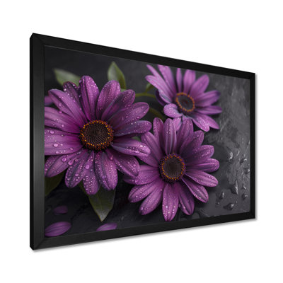 Monochromes Moody, mauves, gris, tournesols II - tournesols, art mural
