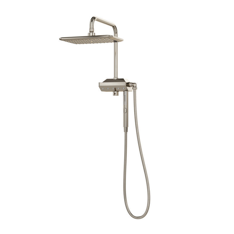 AquaPower 11-in Rain Showerhead Shower System with Pivoting Shower Arm and PULSE AquaPower Spray 1.8 GPM, Brushed Nickel