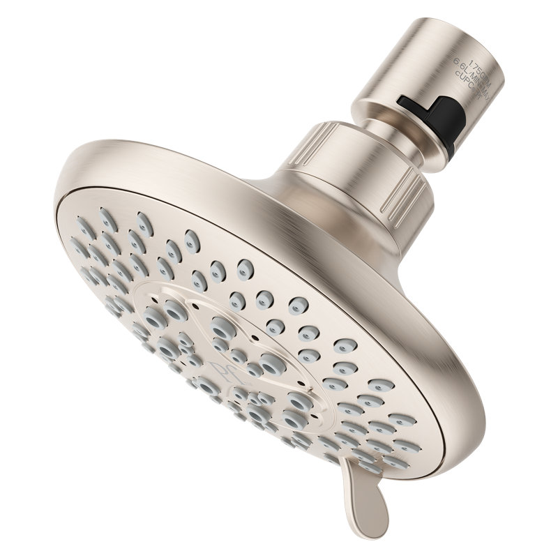 Pomme de douche à branchement rapide 5 fonctions en nickel poli Pfirst Modern (12), Brushed Nickel