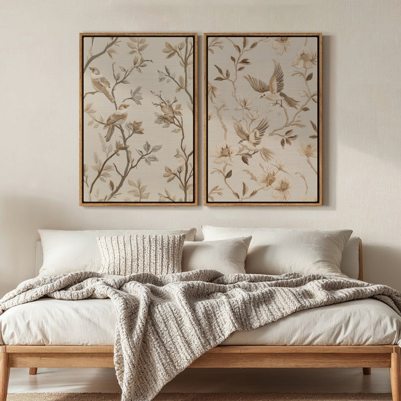 Framed Canvas Wall Art - Vintage Abstract Wall Prints for Bedroom, 24" H x 16" W, Natural