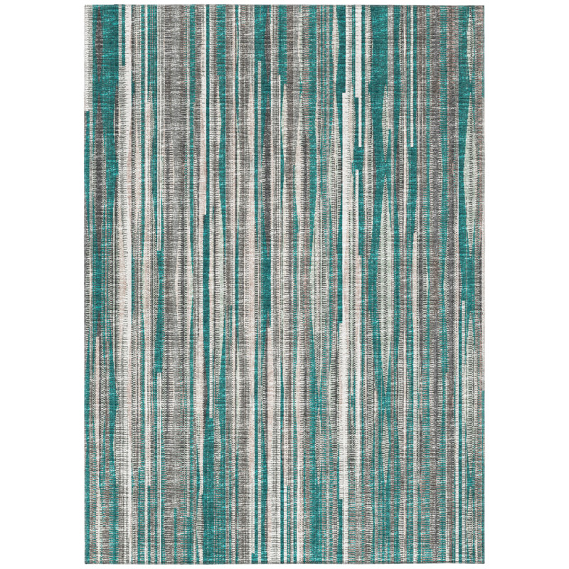 Aviral Washable Abstract Indoor / Outdoor Rug, Rectangle 3' x 5'