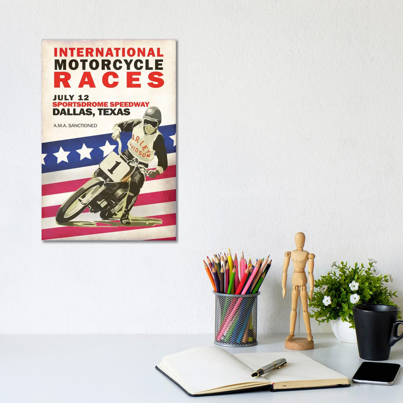 Intl. Motorcycle Races Dallas by Mark Rogan - Print on Canvas, Wrapped Canvas, 30.48cm H x 20.32cm W x 1.91cm D