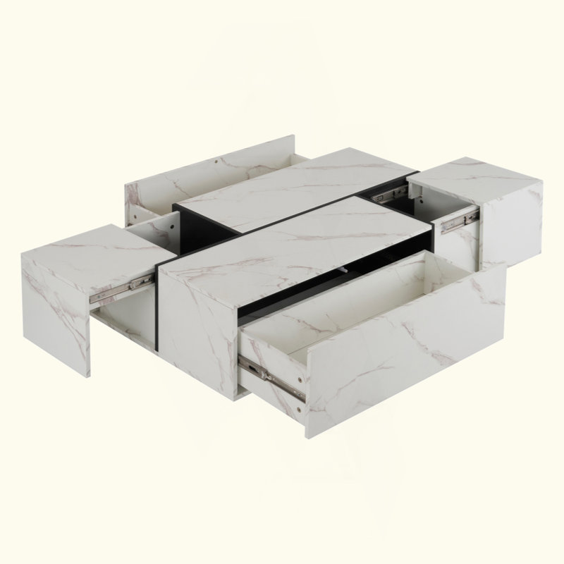 Table basse rectangulaire à plateau coulissant avec 2 tiroirs et 2 rangements cachés pour le salon 47,2 po