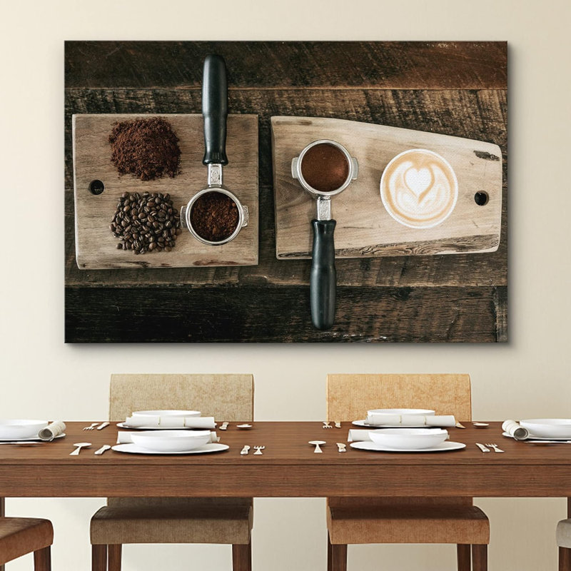 Barista café grain de café espresso café nourriture et cuisine photographie décoration murale rustique, H 16 po x l 24 po