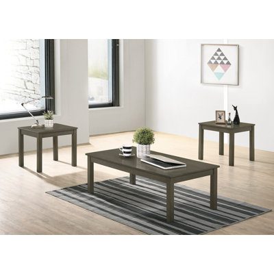 Élégant ensemble de tables basses 3 pièces et 1 table basse et 2 tables de bout gris foncé