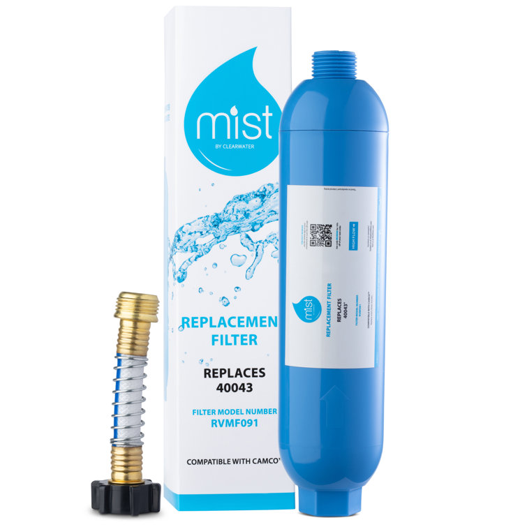 Camco RV Inline Water Filter Replacement with Flexible Hose Protector, Compatible Camco Models