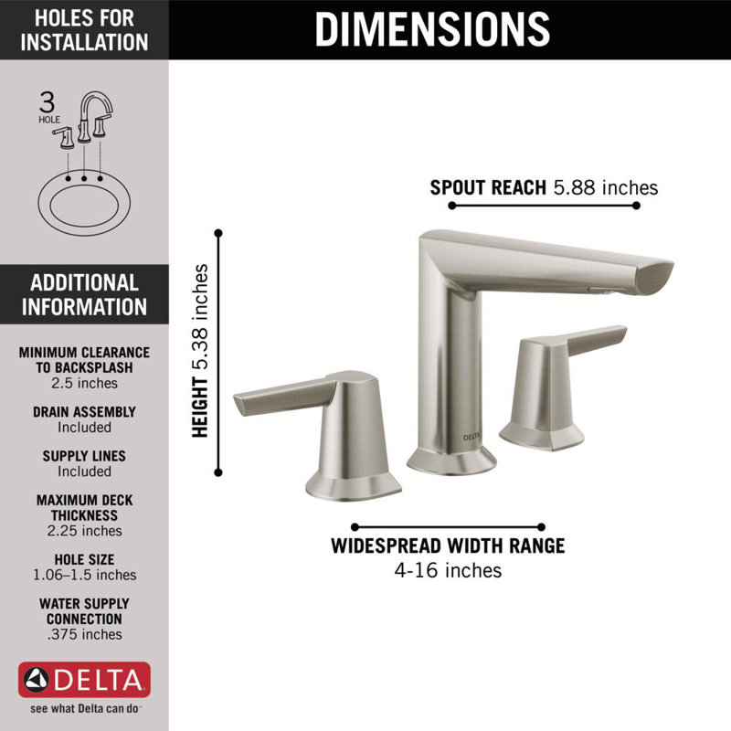 Galeon Widespread Bathroom Faucet with Drain Assembly, Lumicoat Stainless
