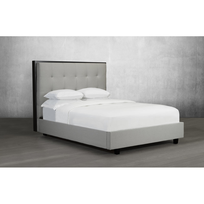 Lit plateforme tapissier Whipe, Gris, Double