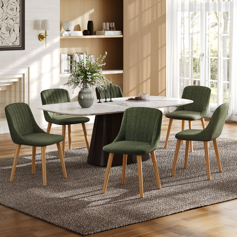 48.5cm H Upholstered Upholstered Back Side Chair, Linen Green