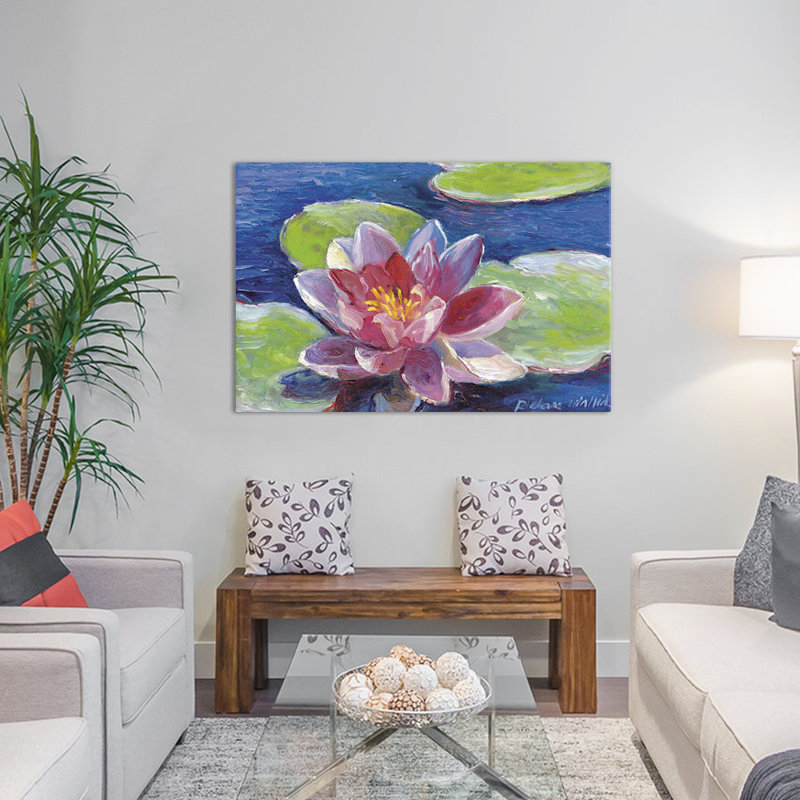 «Lily Pad Flowers» par Richard Wallich - Impression sur toile tendue sur châssis, H 18 po x l 26 po x P 1,5 po, Pas de tapis