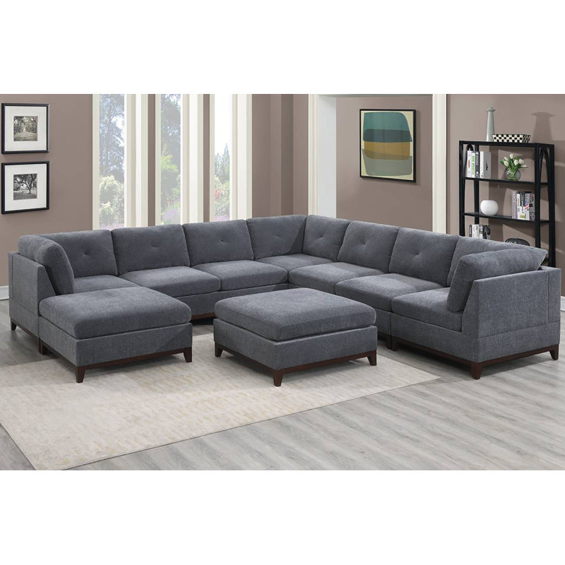 Mailey Square Chenille Cocktail Ottoman, Gray