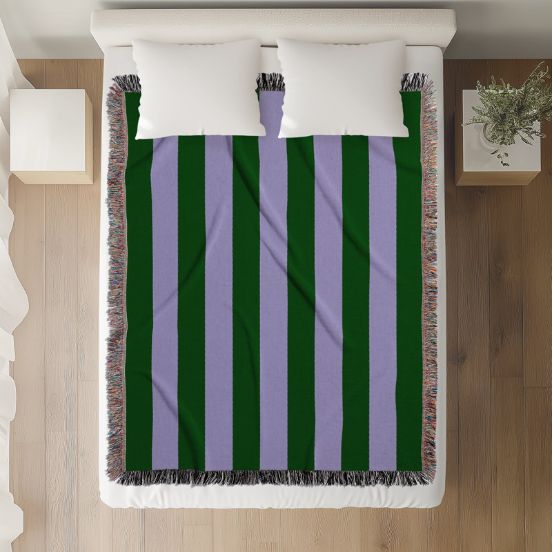 Jeté en mélange de coton Cassian, Jade / iris, 60" L x 50" W