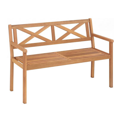 2-Person Outdoor Garden Bench with Open X-Back for Deck, Porch, Yard