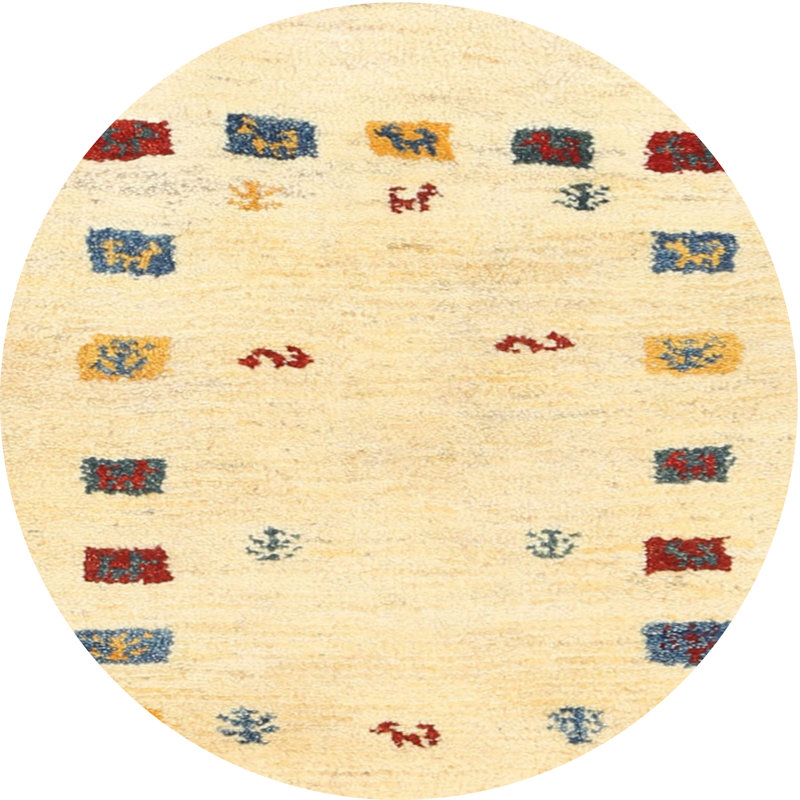 Tapis beige contemporain, Rond 5 pi