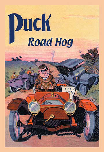 « paleing road » par e. une publicité rétro, H 66 po x l 44 po x P 1,5 po