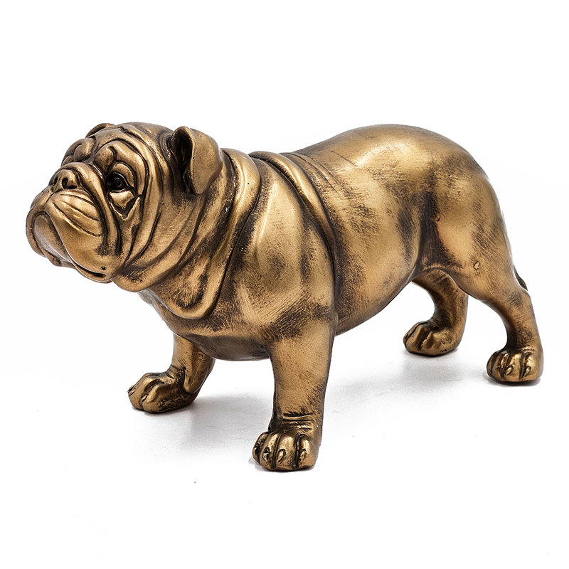 10X5x6" Lifelike French Bulldog Figurine With Copper Finish