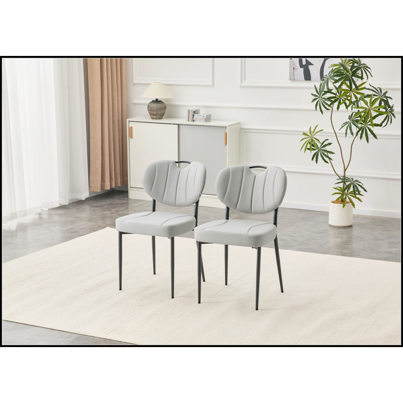 Chaises de salle à manger rembourrées en cuir de qualité supérieure avec rembourrage haute résilience et pieds en métal durables (ensemble de 2)