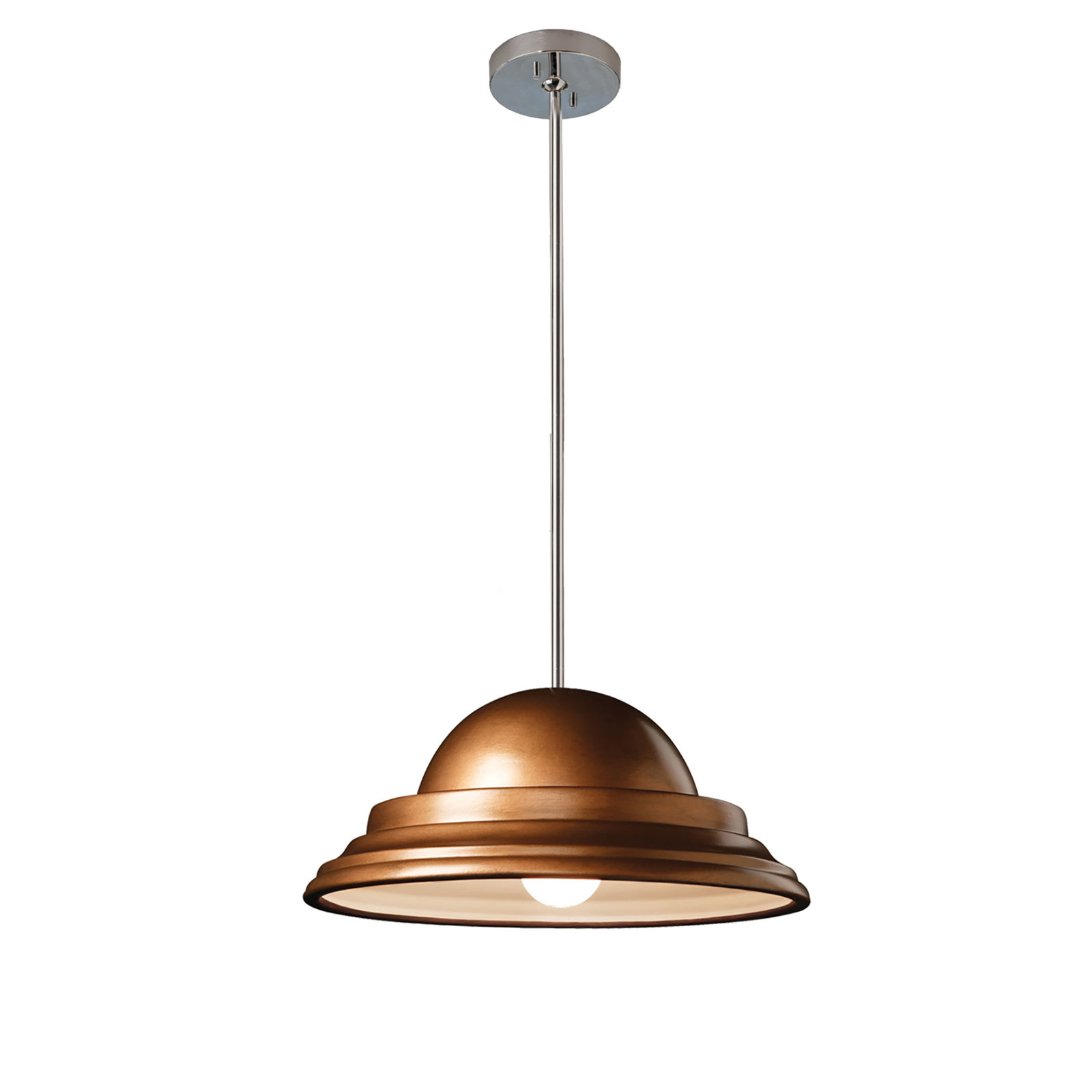 Leni Single Light Ceramic Dimmable Pendant, Polished Chrome, Carbon Matte Black, No