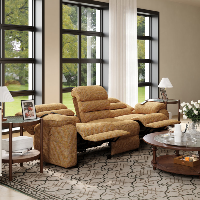 79" Wide 3-Seater Power Reclining Sofa with Dual Motorized Recliners, Brown