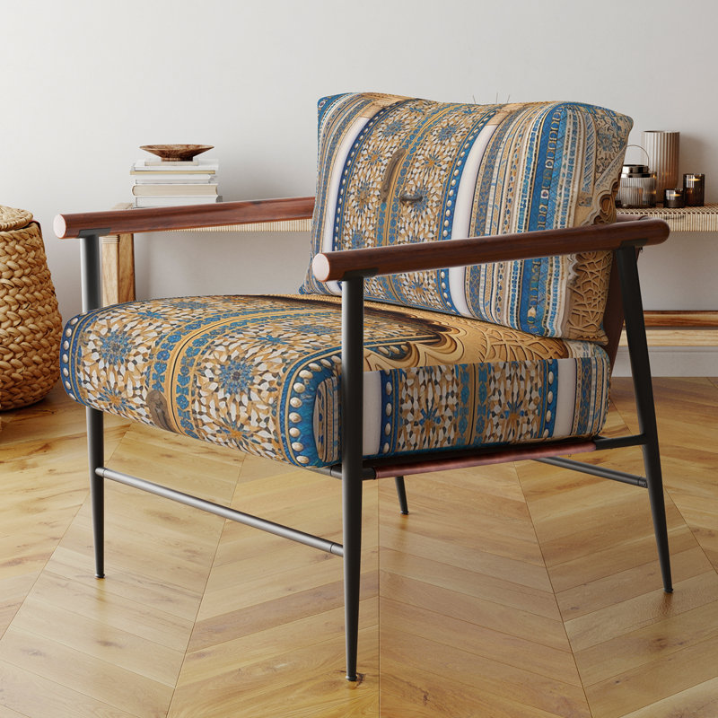 Fauteuil de ferme en velours, style champêtre, modèle « Morroco Palace Golden Doors IV »., Doré