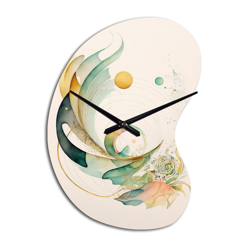 Horloge murale abstraite verte Hifsah - spirale abstraite, horloge murale, Petit
