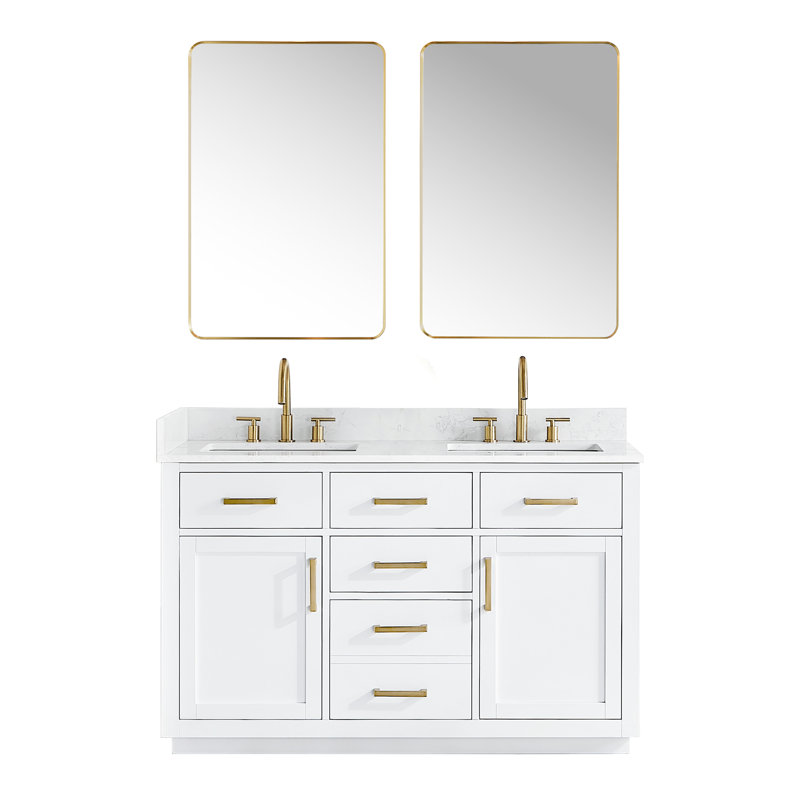 Meuble-lavabo double 54 po avec miroir Dejean, Blanc