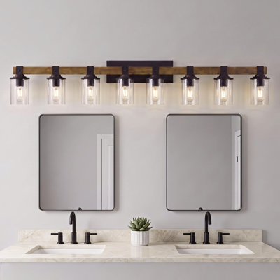 Livi Wooden Bathroom Vanity Light with Clear Glass Shade