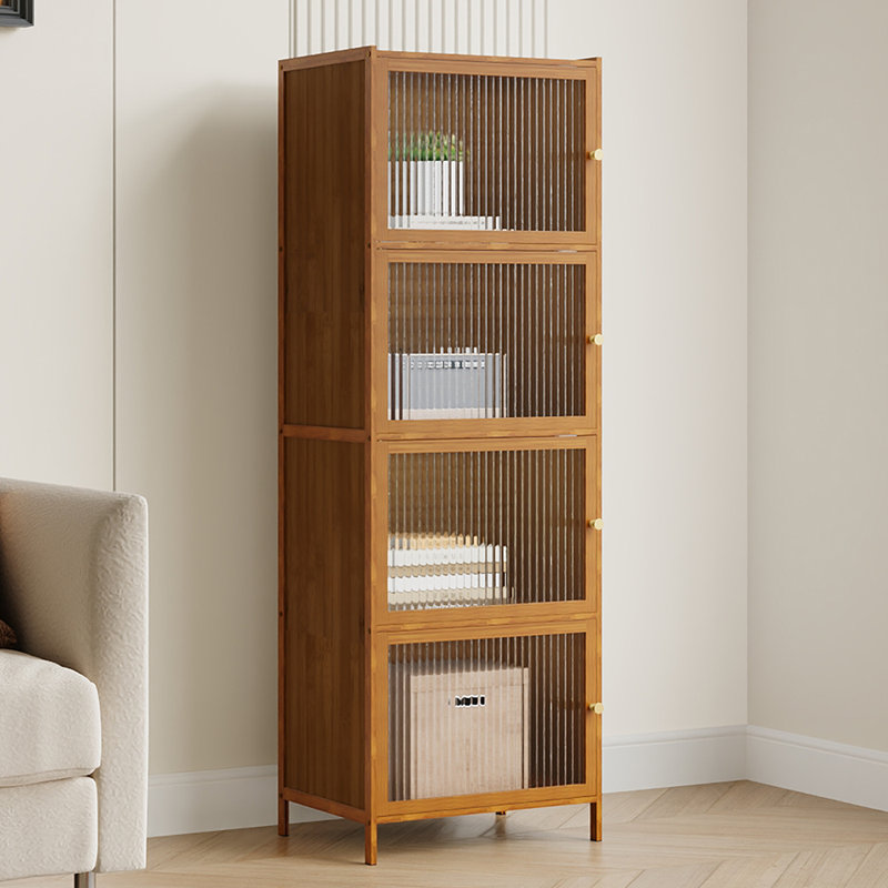 126cm H x 43cm W Bamboo / Rattan Standard Bookcase