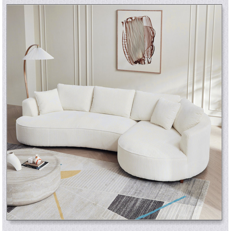 Luxueux canapé modulaire rembourré en velours côtelé avec méridienne droite, parfait pour la vie moderne et les sièges confortables