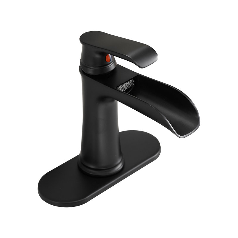 Robinet pour salle de bain à poignée simple Waterfall, Noir mat