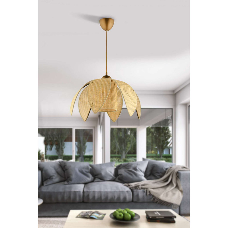 Elegant Cream & Gold Chandelier, Adjustable Height 13.8 - 27.6 inches | Durable Plastic Body with PVC Cap, Ø10.2 x 2.8 inches Base Plate | E27 Socket, Max 40W, Ideal for Living Room & Dining Areas, Stylish and Modern Design