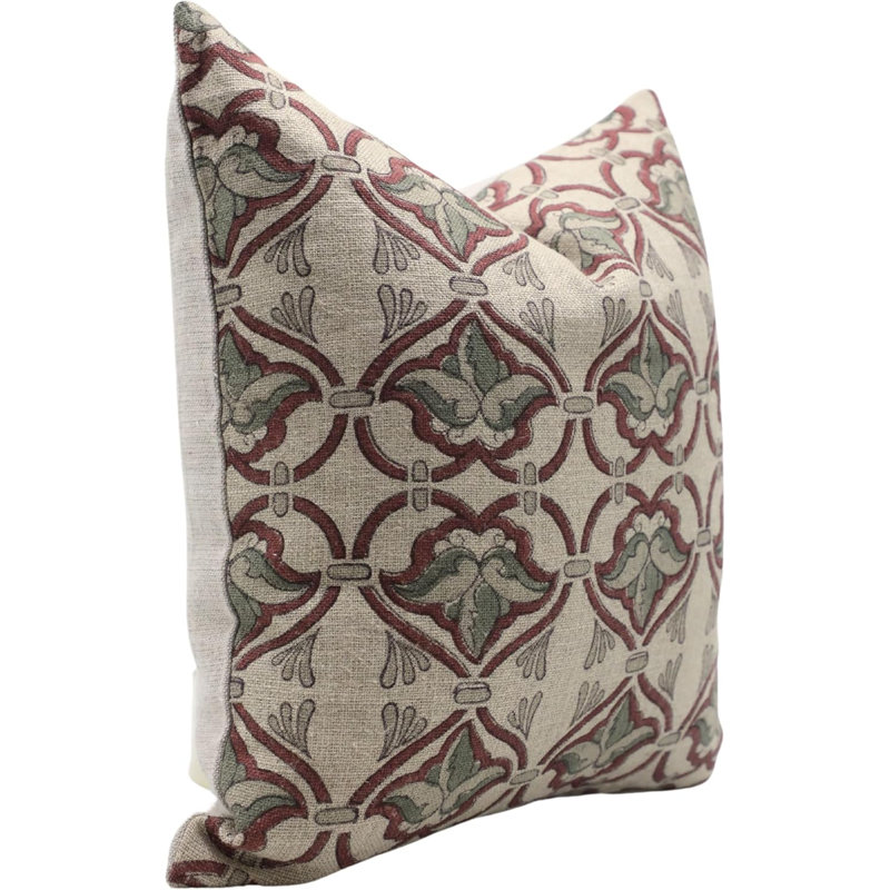 Housses de coussin fabriquées à la main de luxe Fab divine, Haridyavan, Motif floral rouge; imprimé en bloc