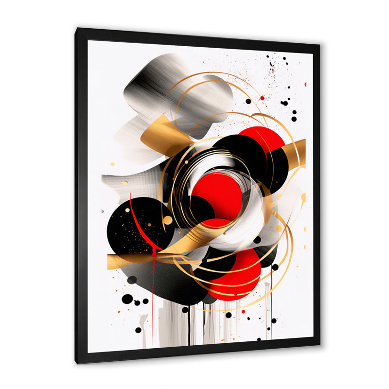 Symphonie abstraite rouge et noire IV, Cadre photo noir simple, H 32 po x l 24 po x P 1 po