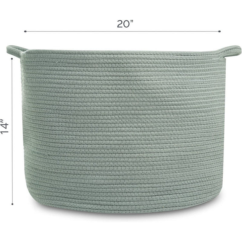 Laundry Cotton Basket, 14" H x 20" W x 20" D, Light Green