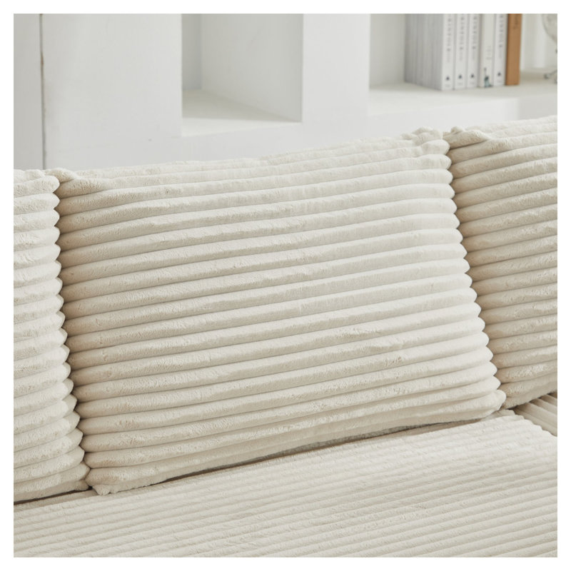 Canapé modulaire en velours côtelé beige Modern, Orienté à droite, Beige